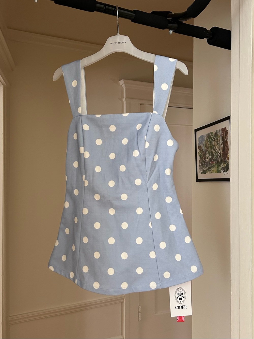 Cider Sky Blue Polka Dot Square Neck Cami